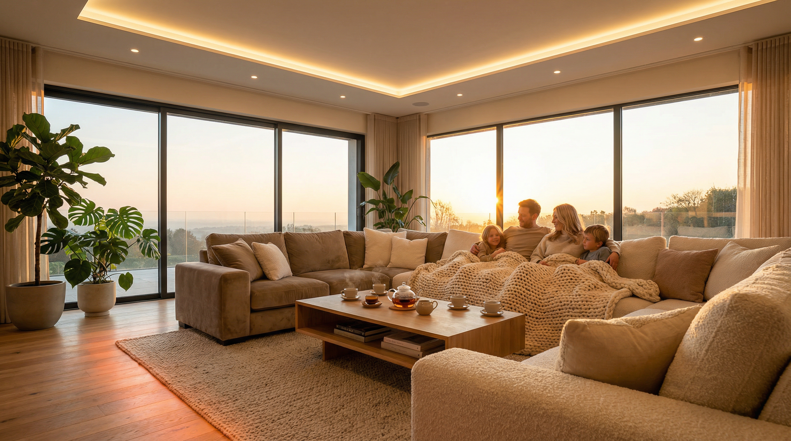 Family enjoying comfort at home